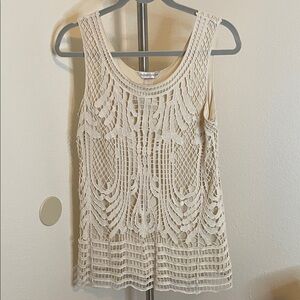 Christopher & Banks Cream Crochet Tank Top